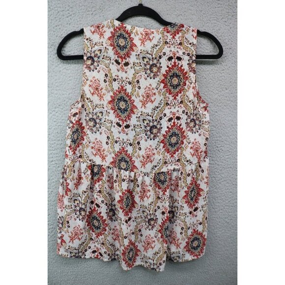 Knox Rose Floral Sheer Sleeveless Babydoll Top-Size Small - Picture 7 of 10